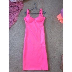 Pink leather dress